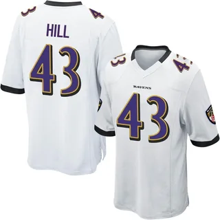 Justice Hill Baltimore Ravens Men's Game Nike Jersey - White