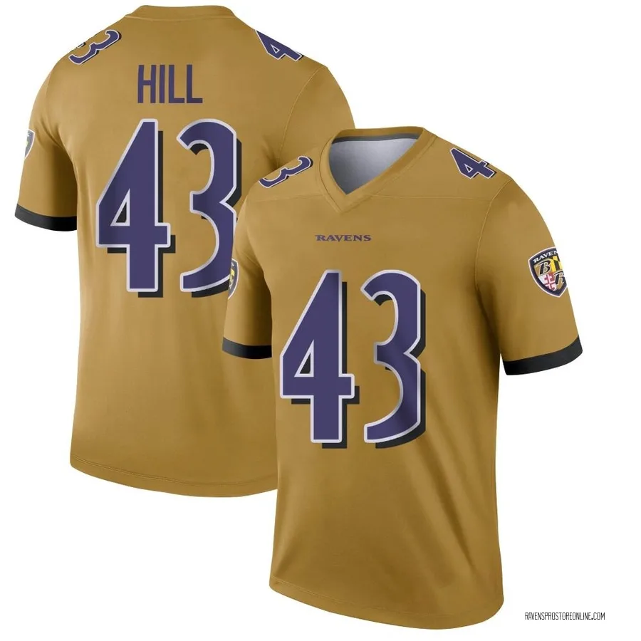 Justice Hill Baltimore Ravens Men's Legend Inverted Nike Jersey - Gold