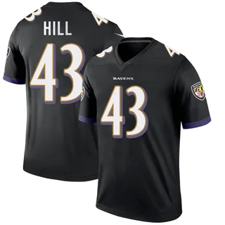 Justice Hill Baltimore Ravens Men's Legend Nike Jersey - Black