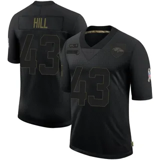 Justice Hill Baltimore Ravens Men's Limited 2020 Salute To Service Nike Jersey - Black