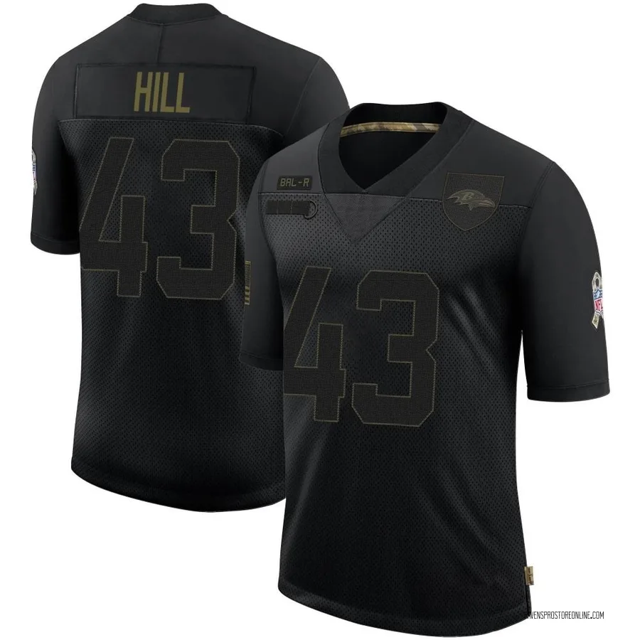 Justice Hill Baltimore Ravens Men's Limited 2020 Salute To Service Nike Jersey - Black