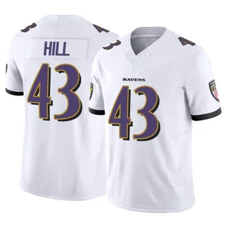 Justice Hill Baltimore Ravens Men's Limited Vapor F.U.S.E. Nike Jersey - White
