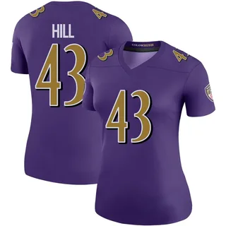 Justice Hill Baltimore Ravens Women's Color Rush Legend Nike Jersey - Purple