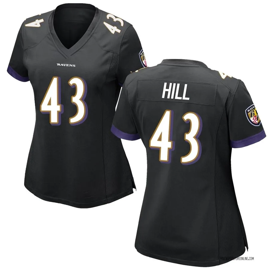 Justice Hill Baltimore Ravens Women's Game Nike Jersey - Black