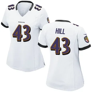 Justice Hill Baltimore Ravens Women's Game Nike Jersey - White
