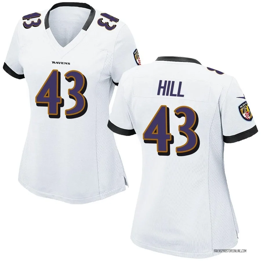 Justice Hill Baltimore Ravens Women's Game Nike Jersey - White