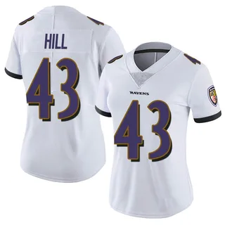 Justice Hill Baltimore Ravens Women's Limited Vapor Untouchable Nike Jersey - White