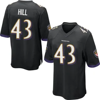 Justice Hill Baltimore Ravens Youth Game Nike Jersey - Black