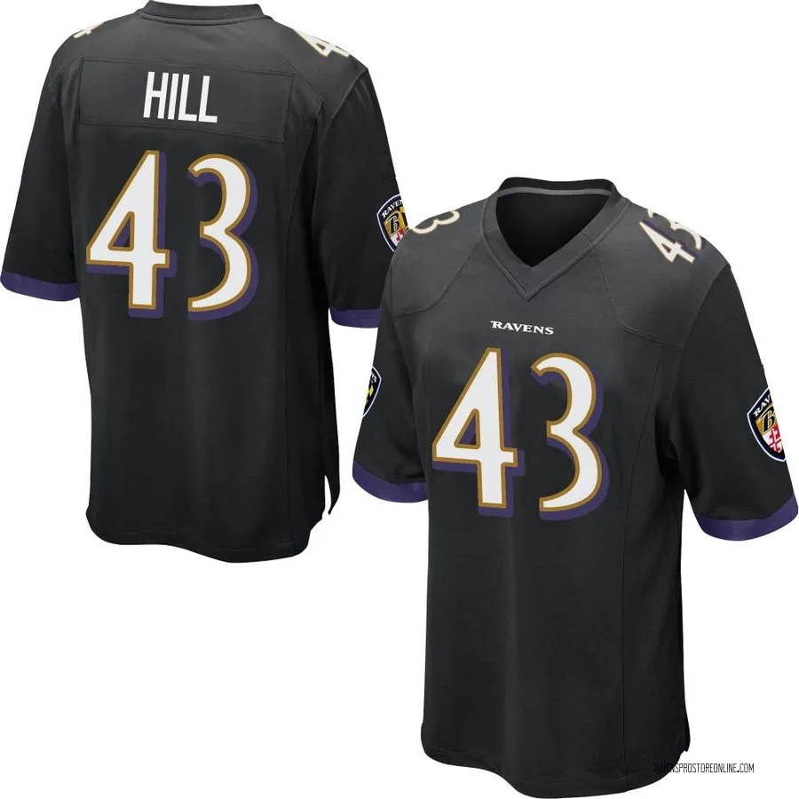 Justice Hill Baltimore Ravens Youth Game Nike Jersey - Black