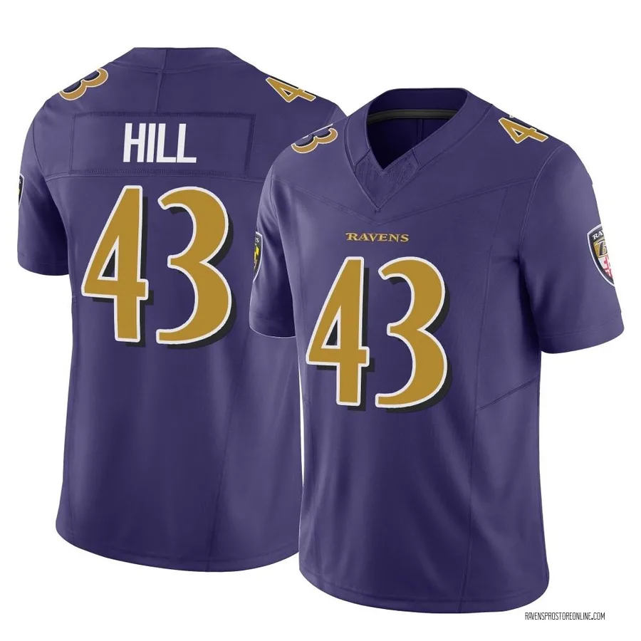 Justice Hill Baltimore Ravens Youth Limited Vapor F.U.S.E. Nike Jersey - Purple