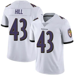 Justice Hill Baltimore Ravens Youth Limited Vapor Untouchable Nike Jersey - White