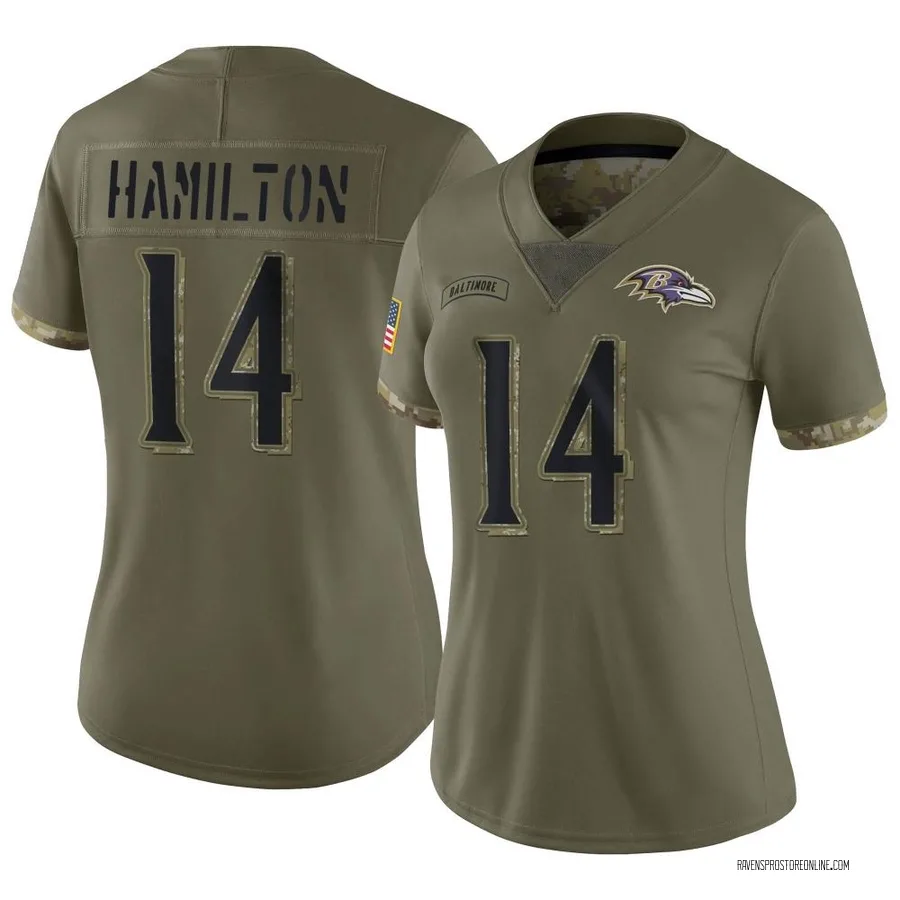 Kyle Hamilton Baltimore Ravens Women's Limited 2022 Salute To Service Nike Jersey - Olive