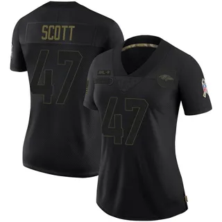 Lucas Scott Baltimore Ravens Women's Limited 2020 Salute To Service Nike Jersey - Black