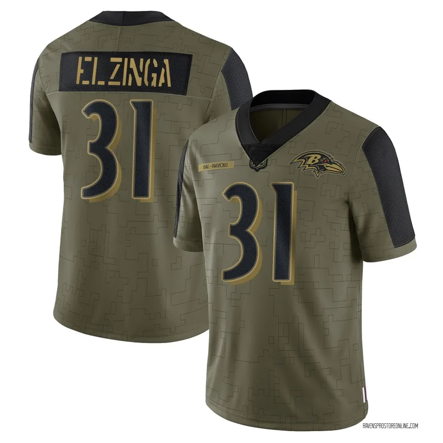 Luke Elzinga Baltimore Ravens Men's Limited 2021 Salute To Service Nike Jersey - Olive