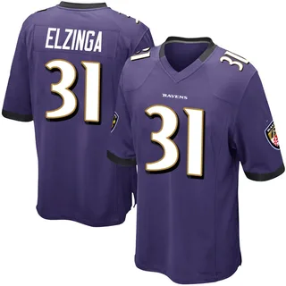 Luke Elzinga Baltimore Ravens Youth Game Team Color Nike Jersey - Purple