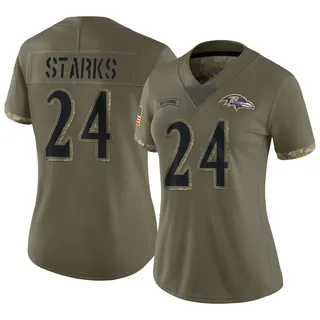 Malaki Starks Baltimore Ravens Women's Limited 2022 Salute To Service Nike Jersey - Olive
