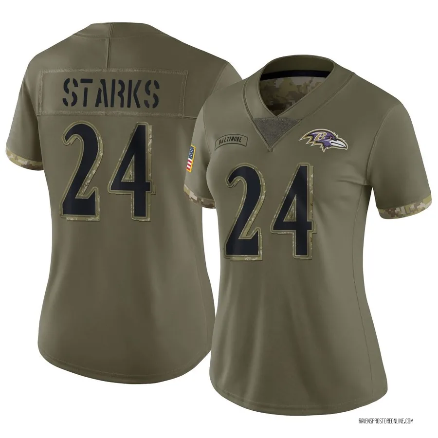 Malaki Starks Baltimore Ravens Women's Limited 2022 Salute To Service Nike Jersey - Olive