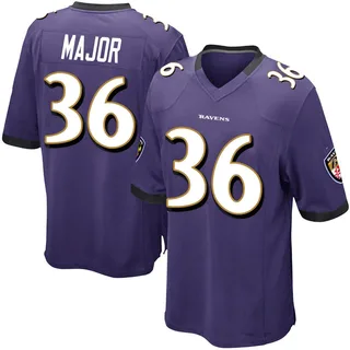 Marcus Major Baltimore Ravens Youth Game Team Color Nike Jersey - Purple