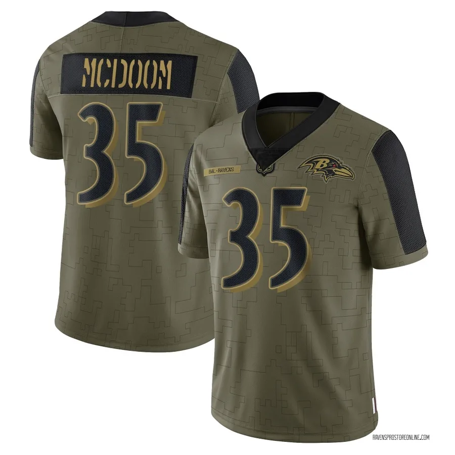 Matthew McDoom Baltimore Ravens Men's Limited 2021 Salute To Service Nike Jersey - Olive