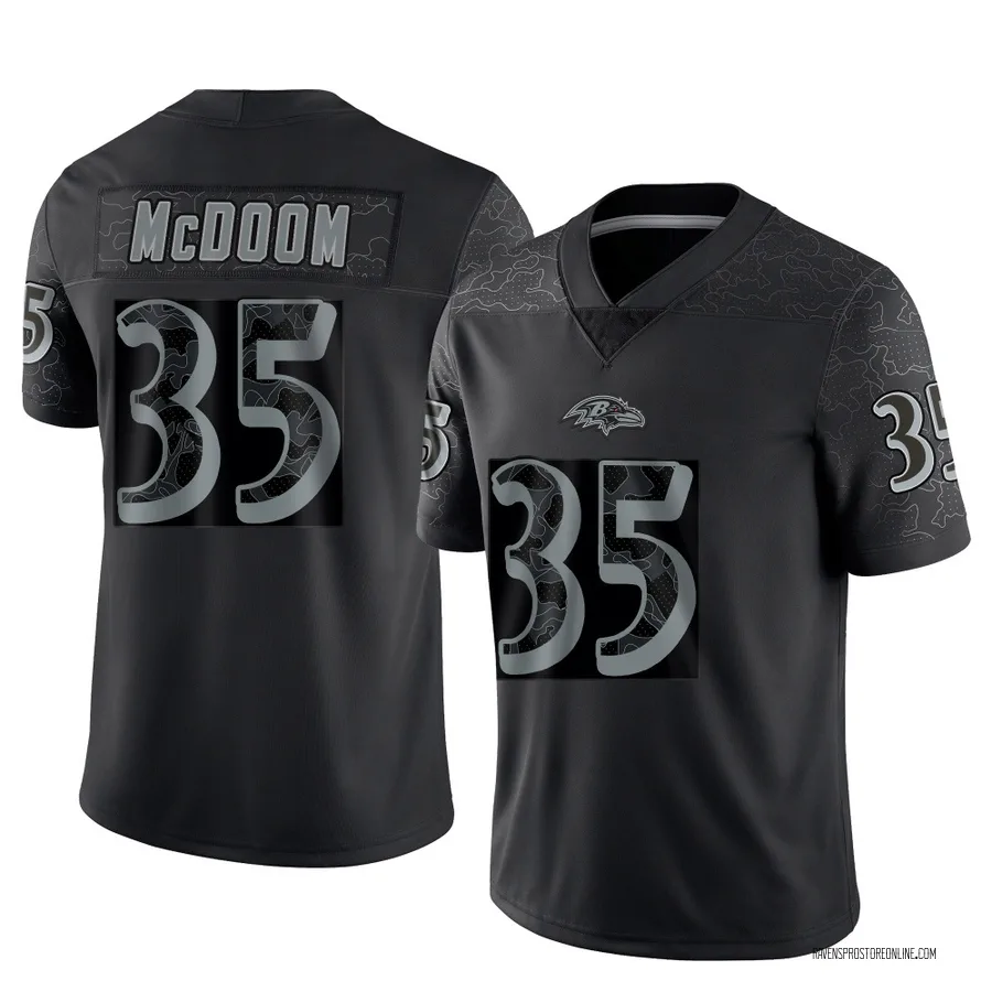 Matthew McDoom Baltimore Ravens Men's Limited Reflective Nike Jersey - Black