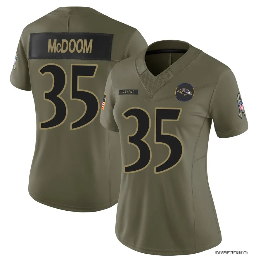 Matthew McDoom Baltimore Ravens Women's Limited 2025 Salute to Service Nike Jersey - Olive