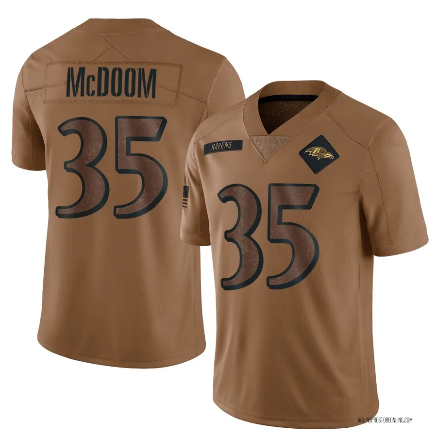 Matthew McDoom Baltimore Ravens Youth Limited 2023 Salute To Service Nike Jersey - Brown