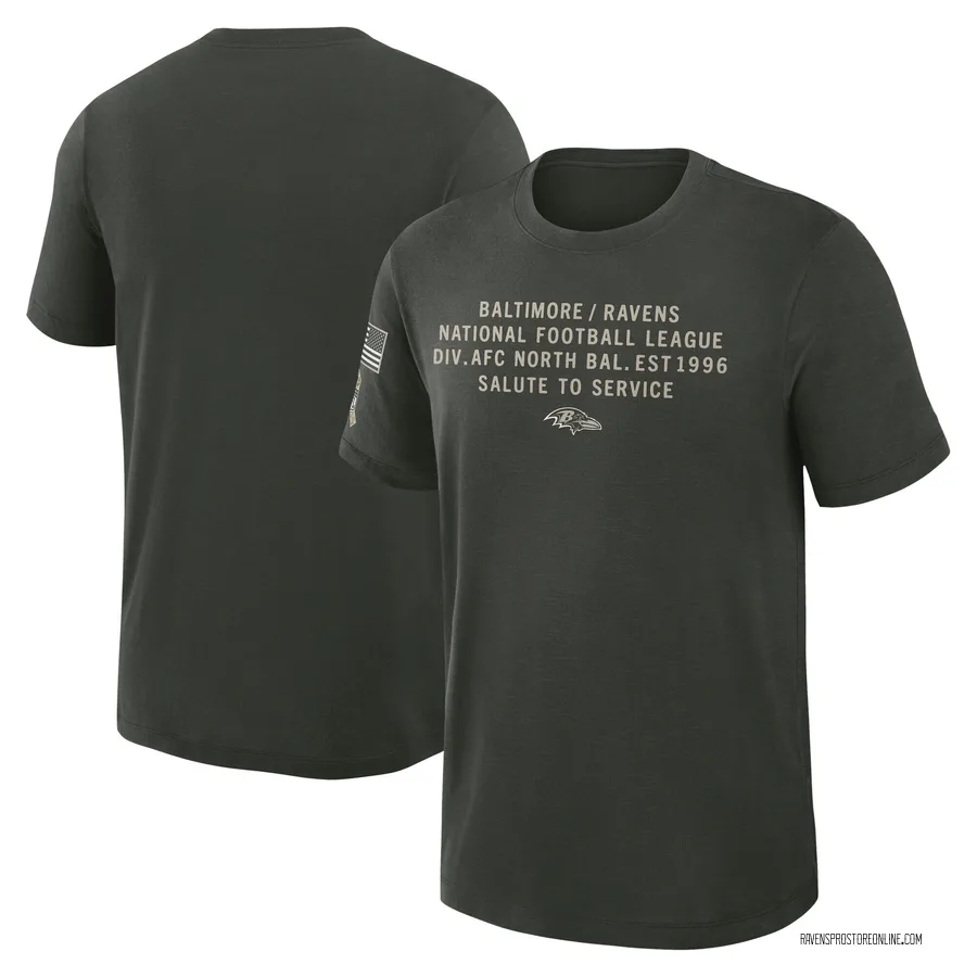 Men's Baltimore Ravens Dark Green 2025 Salute to Service Sideline Slub T-Shirt