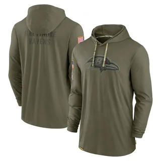 Men's Baltimore Ravens Olive 2022 Salute to Service Tonal Pullover Hoodie