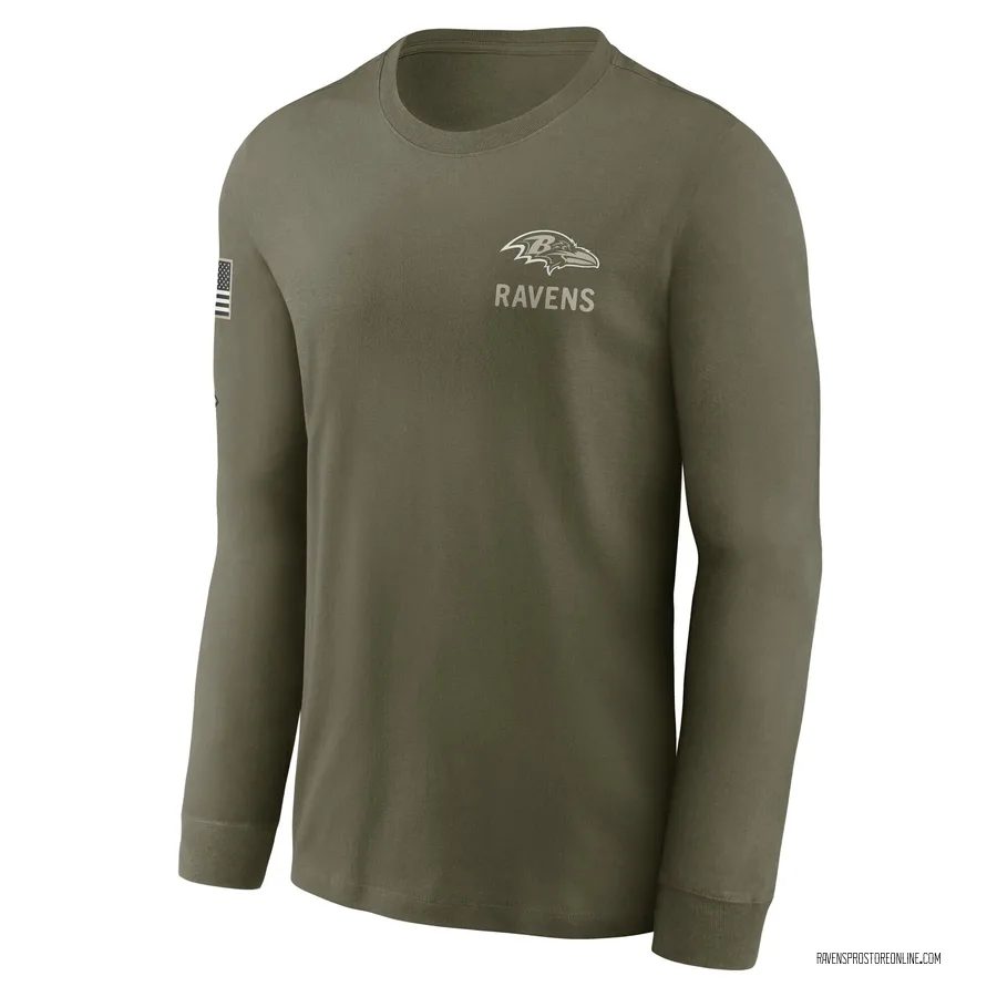 Men's Baltimore Ravens Olive 2025 Salute to Service Sideline Long Sleeve T-Shirt