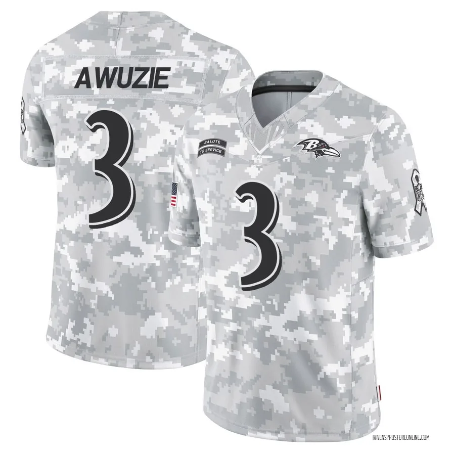 Men's Chidobe Awuzie Baltimore Ravens Men's Limited Arctic Camo 2024 Salute to Service Nike Jersey