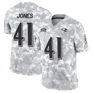 Men's Dre'Mont Jones Baltimore Ravens Men's Limited Arctic Camo 2024 Salute to Service Nike Jersey