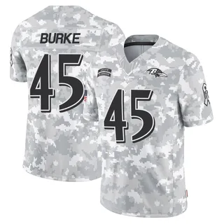 Men's Ethan Burke Baltimore Ravens Men's Limited Arctic Camo 2024 Salute to Service Nike Jersey
