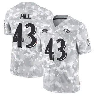 Men's Justice Hill Baltimore Ravens Men's Limited Arctic Camo 2024 Salute to Service Nike Jersey