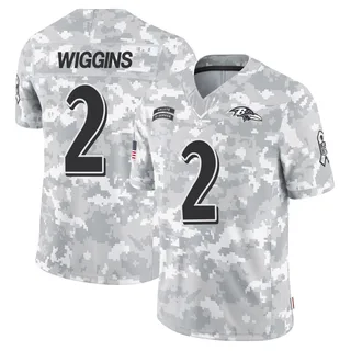 Men's Nate Wiggins Baltimore Ravens Men's Limited Arctic Camo 2024 Salute to Service Nike Jersey