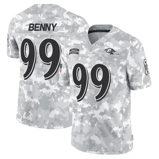 Men's Rayshaun Benny Baltimore Ravens Men's Limited Arctic Camo 2024 Salute to Service Nike Jersey
