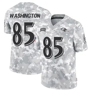 Men's Scotty Washington Baltimore Ravens Men's Limited Arctic Camo 2024 Salute to Service Nike Jersey