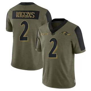 Nate Wiggins Baltimore Ravens Men's Limited 2021 Salute To Service Nike Jersey - Olive