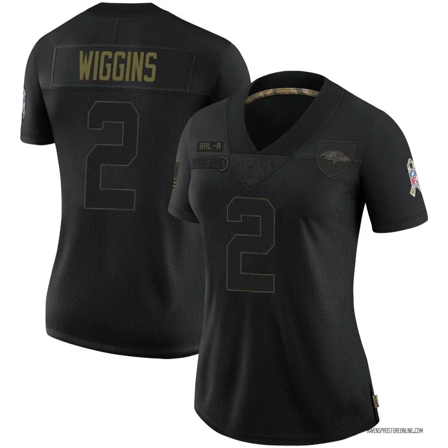 Nate Wiggins Baltimore Ravens Women's Limited 2020 Salute To Service Nike Jersey - Black