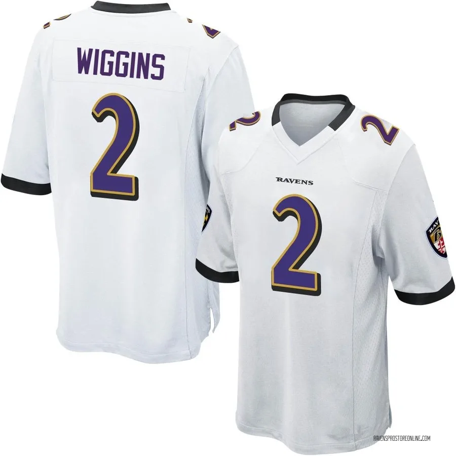 Nate Wiggins Baltimore Ravens Youth Game Nike Jersey - White