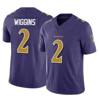 Nate Wiggins Baltimore Ravens Youth Limited Vapor F.U.S.E. Nike Jersey - Purple