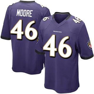 Nick Moore Baltimore Ravens Men's Game Team Color Nike Jersey - Purple