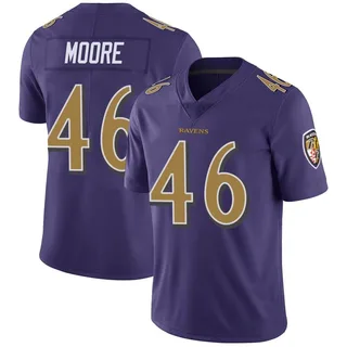 Nick Moore Baltimore Ravens Men's Limited Color Rush Vapor Untouchable Nike Jersey - Purple