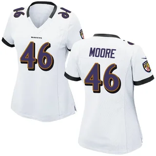 Nick Moore Baltimore Ravens Women's Game Nike Jersey - White
