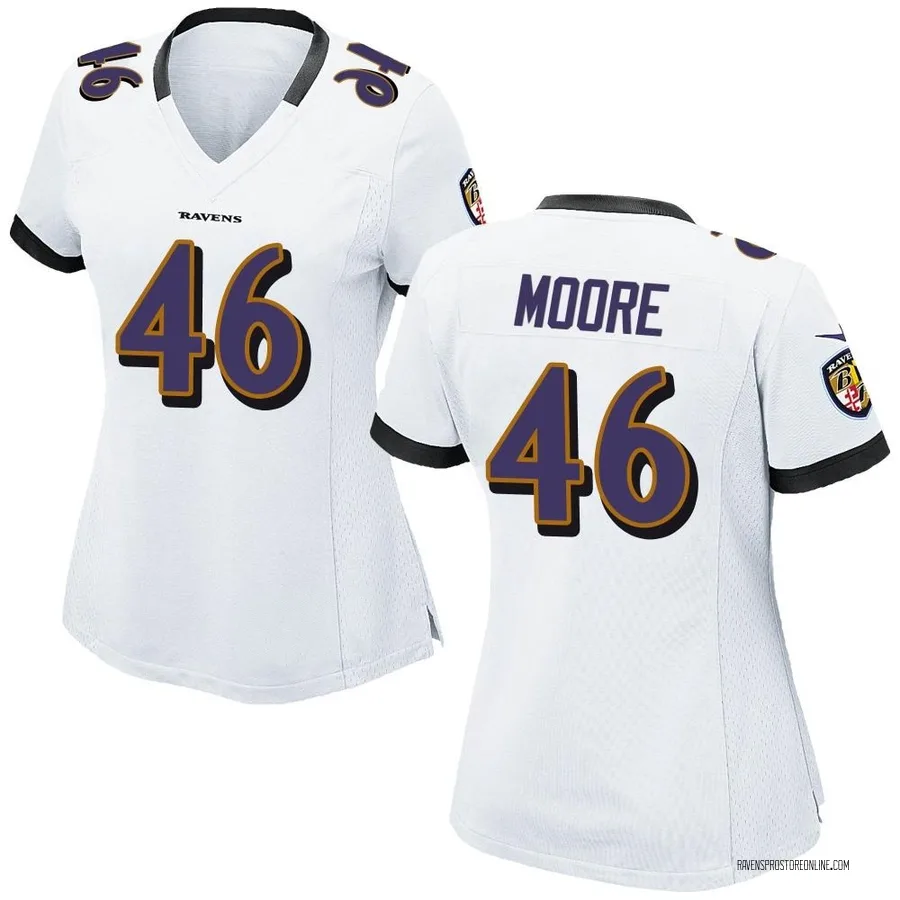 Nick Moore Baltimore Ravens Women's Game Nike Jersey - White