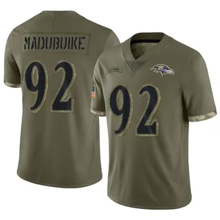Nnamdi Madubuike Baltimore Ravens Youth Limited 2022 Salute To Service Nike Jersey - Olive