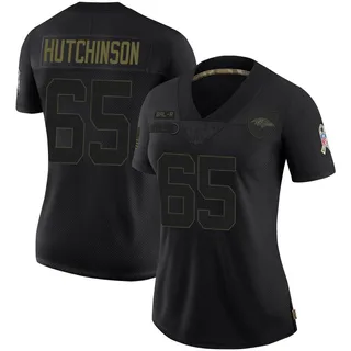 Ozzie Hutchinson Baltimore Ravens Women's Limited 2020 Salute To Service Nike Jersey - Black