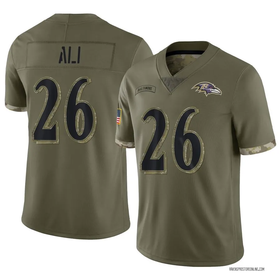 Rasheen Ali Baltimore Ravens Men's Limited 2022 Salute To Service Nike Jersey - Olive