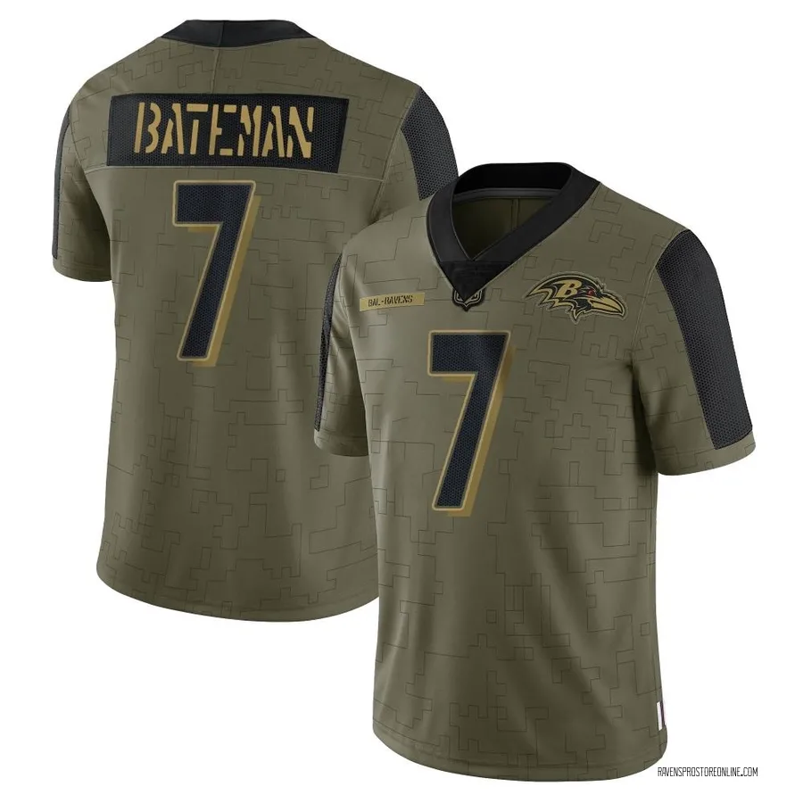 Rashod Bateman Baltimore Ravens Men's Limited 2021 Salute To Service Nike Jersey - Olive