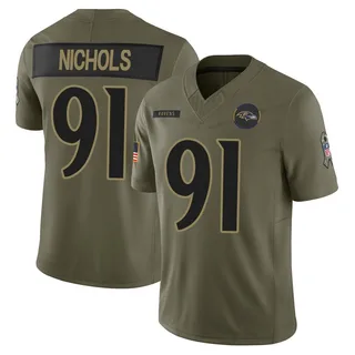 Rayshad Nichols Baltimore Ravens Men's Limited 2025 Salute to Service Nike Jersey - Olive