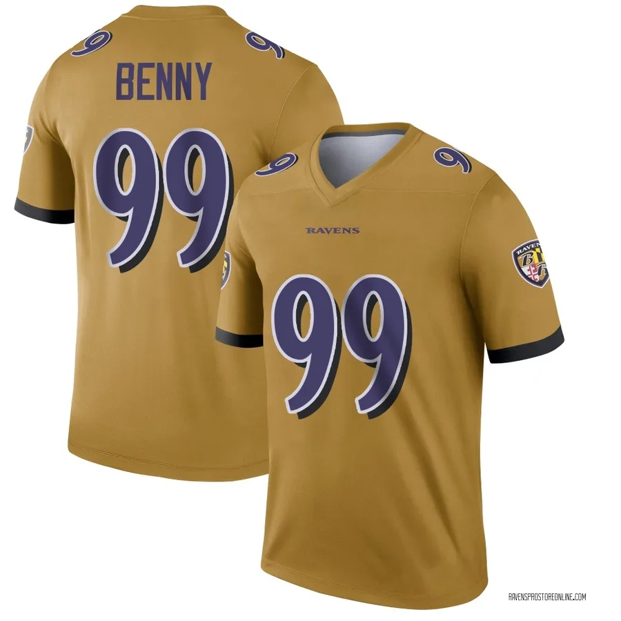 Rayshaun Benny Baltimore Ravens Men's Legend Inverted Nike Jersey - Gold